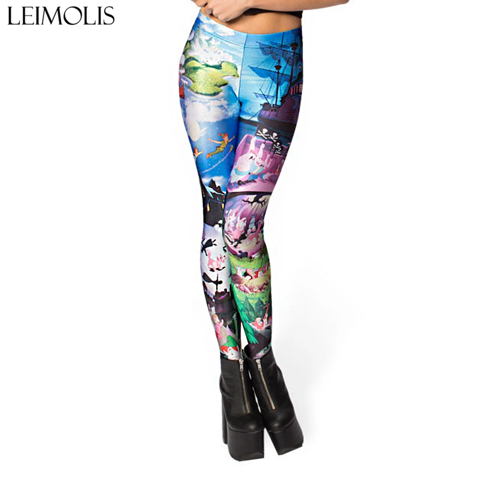 

LEIMOLIS 3D printed fitness push up workout leggings women Cartoon Comics pirate boat plus size High Waist punk rock panties