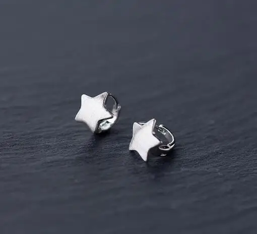 Реальные. Серьги кольца с матовой звездой Huggie 11 мм GTLE988|hoop earrings|earrings earringearrings hoop
