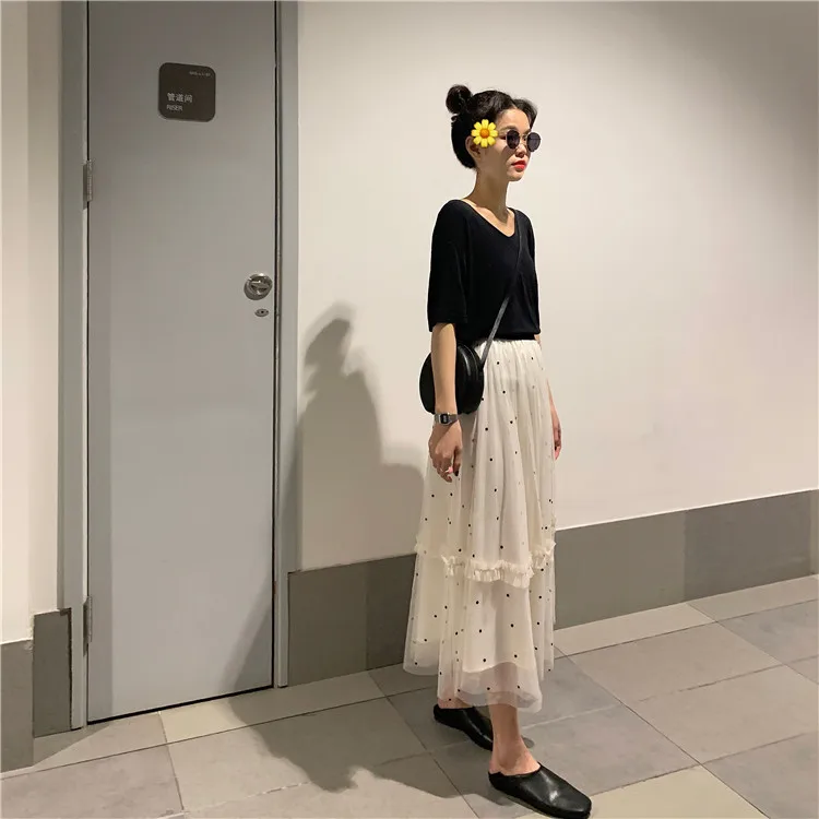 Новая женская длинная сетчатая юбка Jupe Tutu Femme Весна Лето Высокая талия 9Sk003
