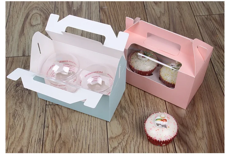 500 шт. 2 решетки кекс коробка портативные Muffin Box с окном wen6257
