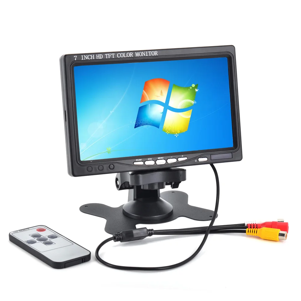 7 дюймов lcd HD 1024*600 разрешение автомобильный монитор HDMI VGA AV цифровой дисплей для камеры+ пульт дистанционного управления