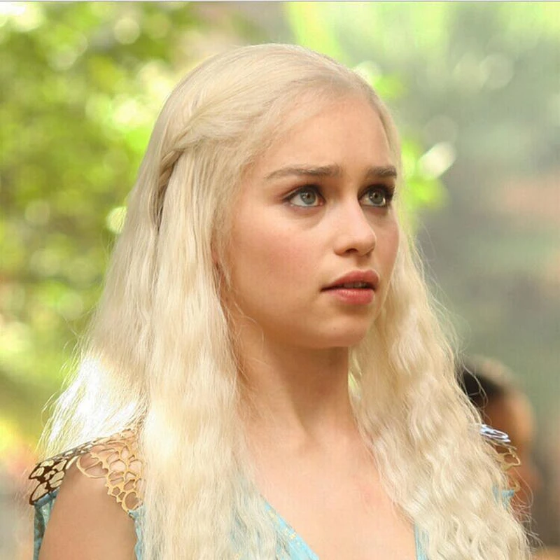 Дейенерис Таргариен косплей парик для игры престолов сезон 7-Khaleesi костюм волос парик(светильник блонд