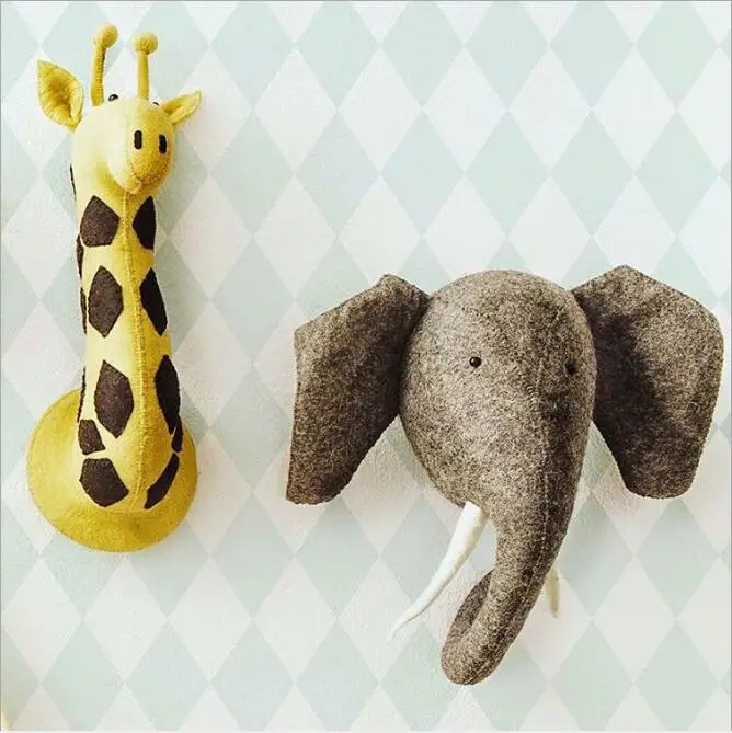 Decoração do Quarto da Menina do Bebê Decoração da Parede de Pelúcia Cabeça Animal Decoração Pendurado Coisas Juguetes Bebes 24 Meses Nacimiento Navidad 3d 3 Cheap Material de parede de pelúcia