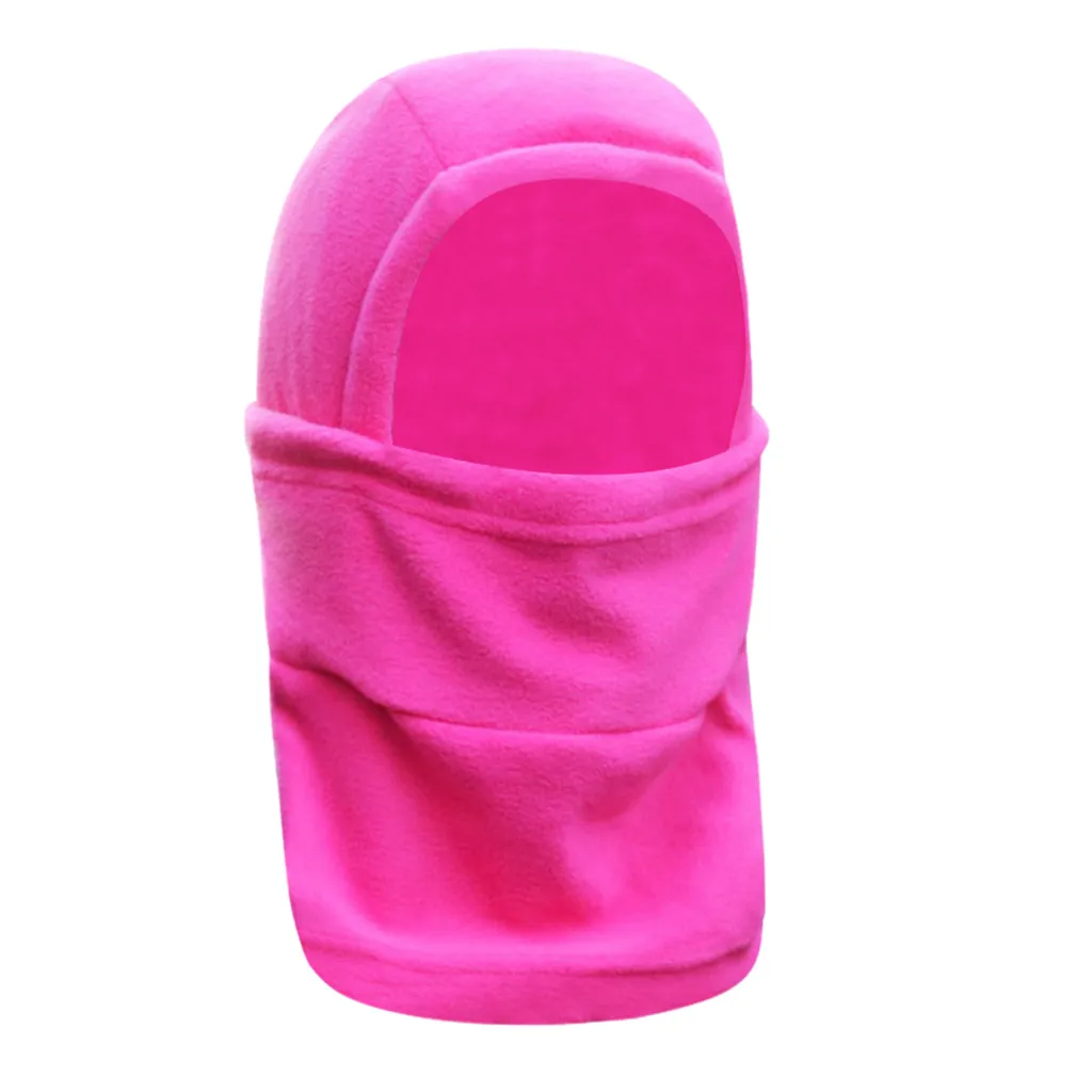 Pink Winter Outdoor Riding Windproof Fleece Hood CS Mask Thick Warm Snow Cap Mask - Color: Pink