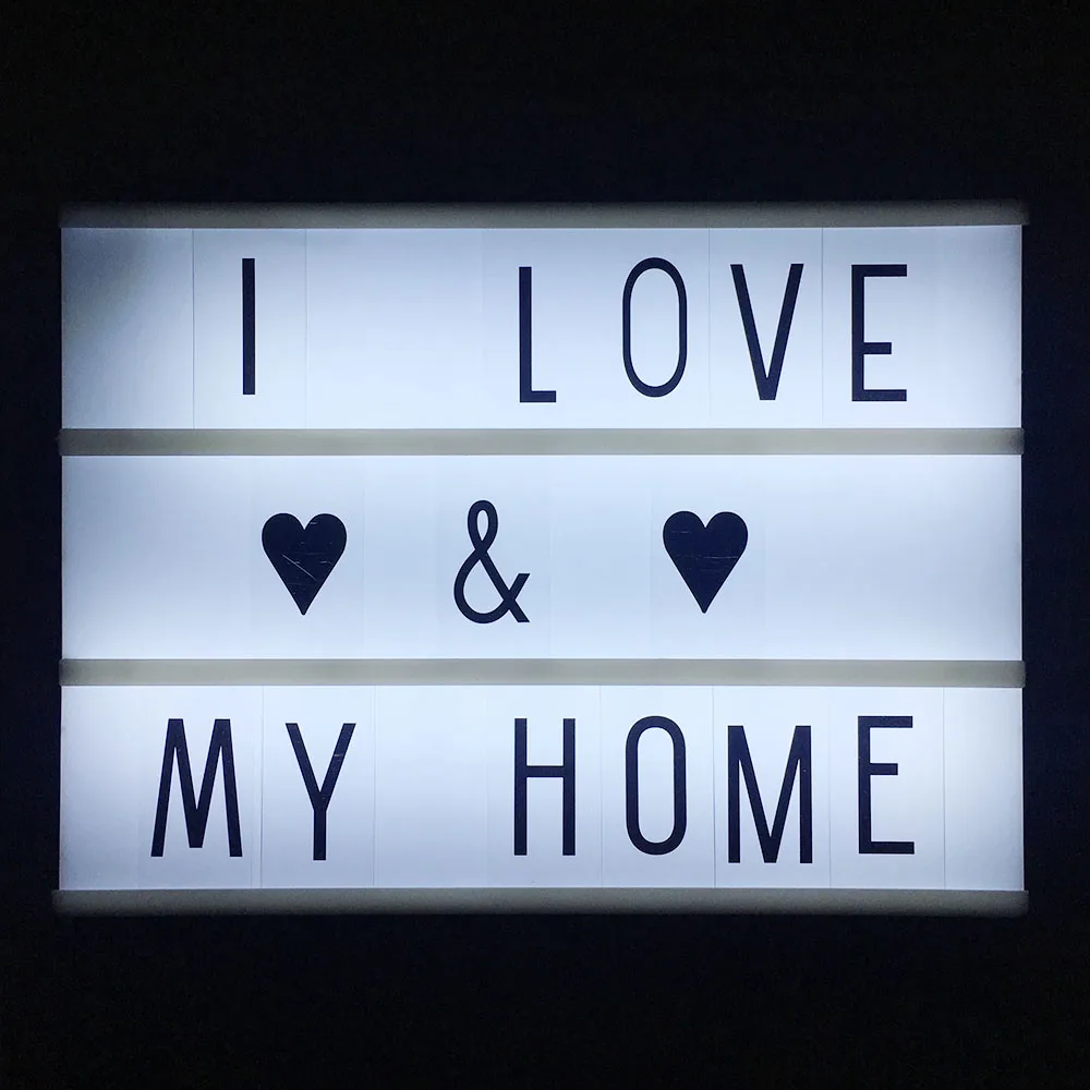

A4 size 3 Line Cinematic Cinema LED Lightbox with Various Letters LED Night Lamp Power For DIY Home Decoration Lighting P20