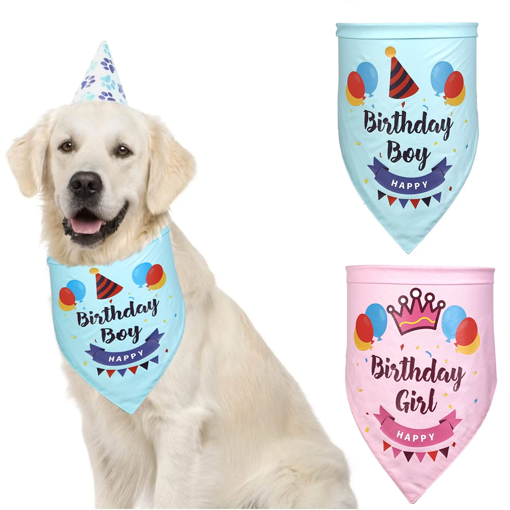Pet Happy Birthday печать треугольное полотенце бандана для собак Мода счастливый день рождения двухслойная бандана для животных Pet нагрудник для щенка кошки