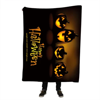 

Halloween Pumpkin Printing Sherpa Throw Blanket Bohemian Mandala Sherpa Fleece Blanket on The Bed Sofa Colorful Plaid