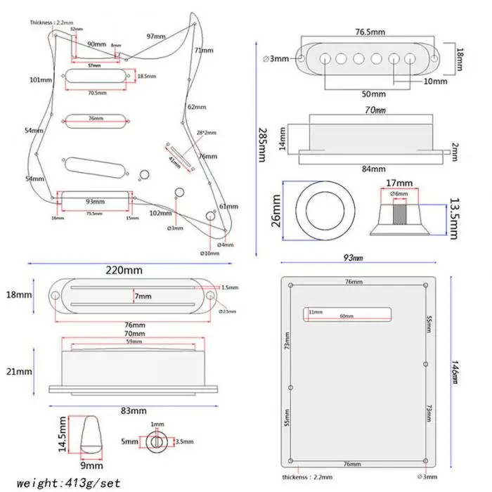 Двойная подставка пикапы загруженные Prewired Pickguards аксессуары для 11 отверстий электрогитары FH99