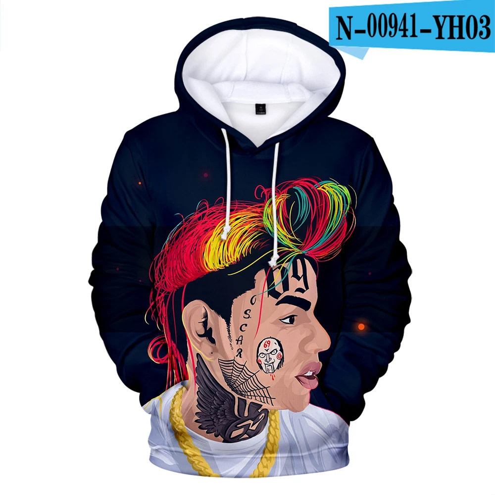Новинка, 6IX9INE, толстовки с капюшоном, толстовки с 3D принтом для мужчин/wo, мужские свитшоты, Осенние теплые толстовки с 3D принтом, популярное повседневное пальто, топы для мальчиков, размер XXS-4XL - Цвет: 3D