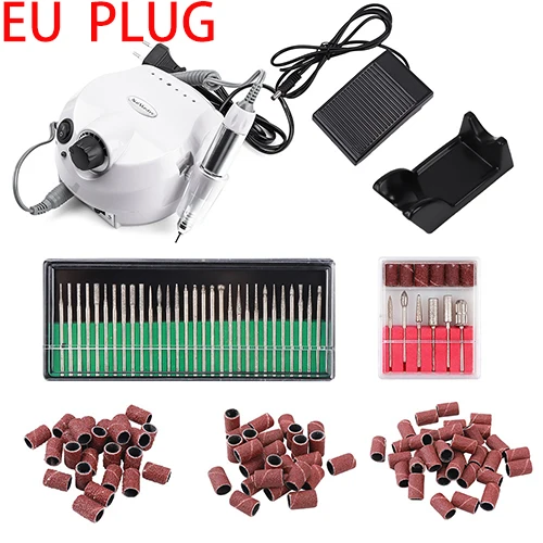 White eu plug 35000 об/мин Розовый Профессиональный электрический аппарат для маникюра и педикюра, оборудование для маникюра, педикюра, Файлы сверла, Песочная лента, набор аксессуаров - Цвет: White eu plug