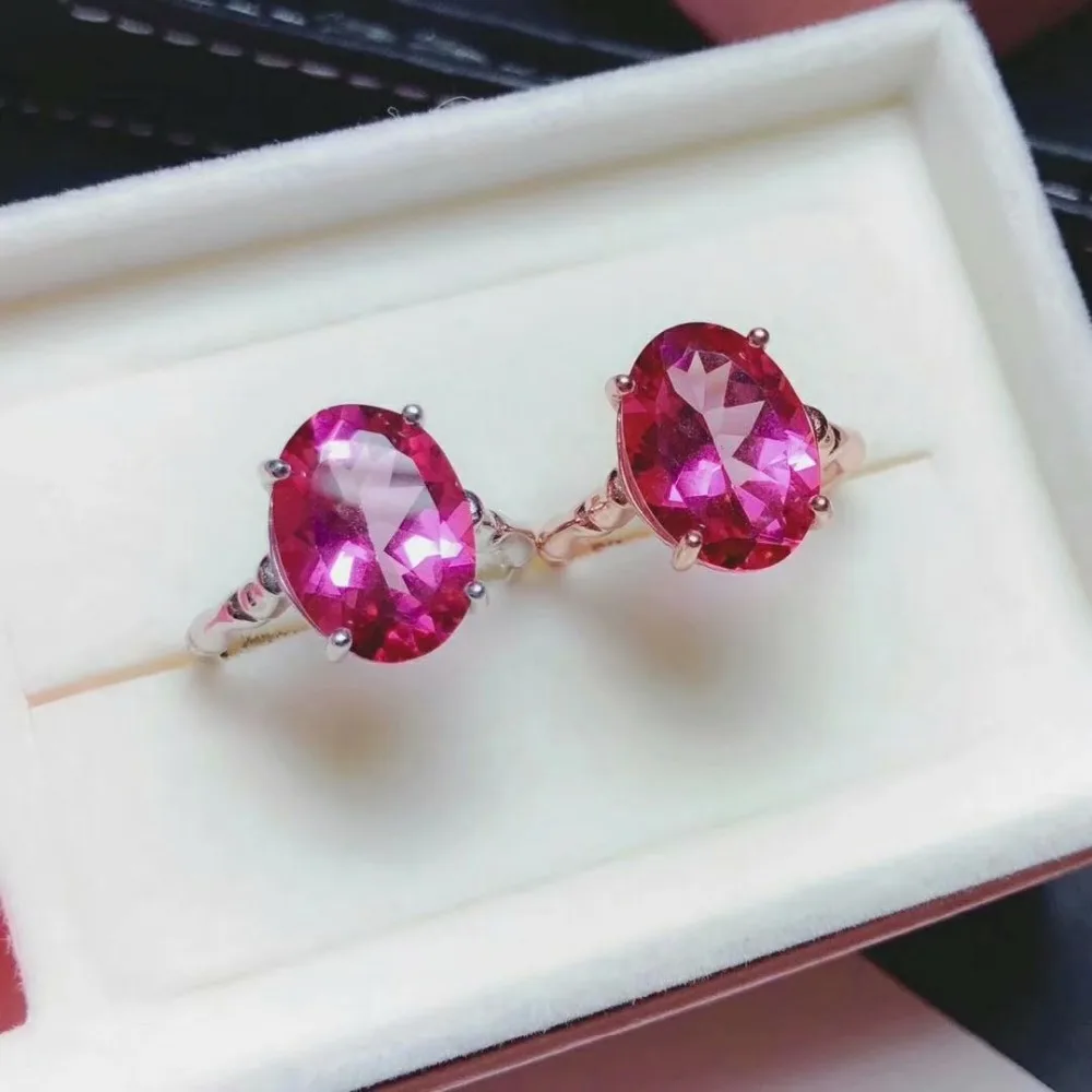 

shilovem 925 silver sterling rings natural topaz pink ring woman open trendy fine new gift Jewelry plant yhj101409agfb