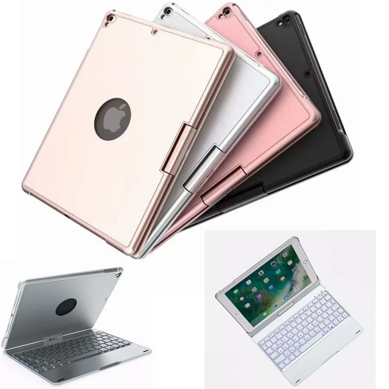 

Wireless Bluetooth Keyboard Case Cover for new ipad 2017 2018 ABS Plastic 7 Colors Backlit Light Keyboard for iPad pro Air2 Air