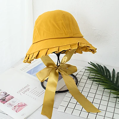 Yellow Горячая Распродажа Женская летняя шляпа пляжная кепка хлопок черный желтый розовый цвет Женская дикая Повседневная однотонная Милая шляпа - Цвет: Yellow