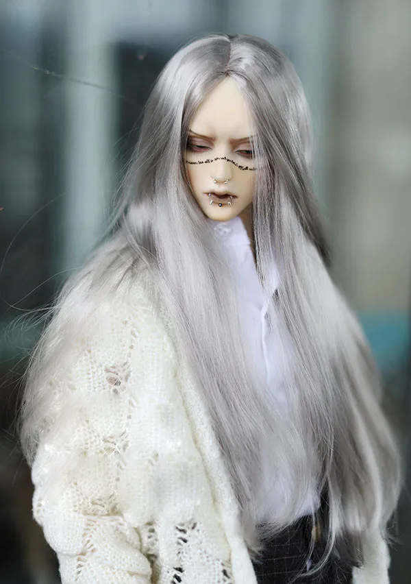 BJD кукла парики из натуральных волос серебристо-серый имитация мохера длинные парики для 1/3 1/4 1/6 BJD DD MSD YOSD кукла супер мягкие волосы аксессуары для куклы - Цвет: silver gray