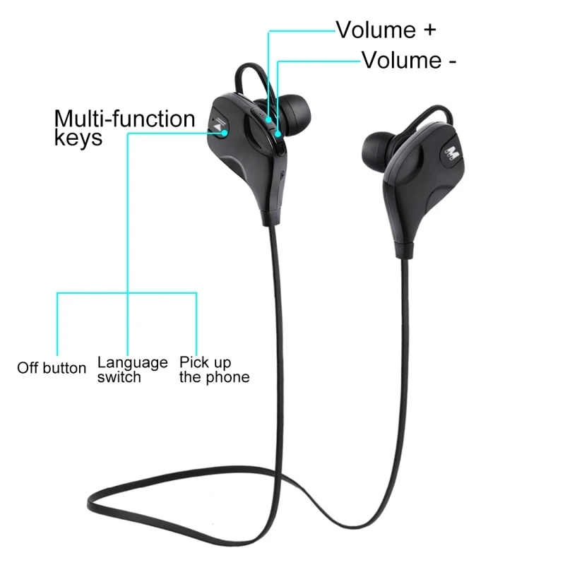 M8 BT V4 2 Wireless Stereo Earphone Ear hook Headset Sport Stereo Headphone Android Smartphone Sports Earphones Running