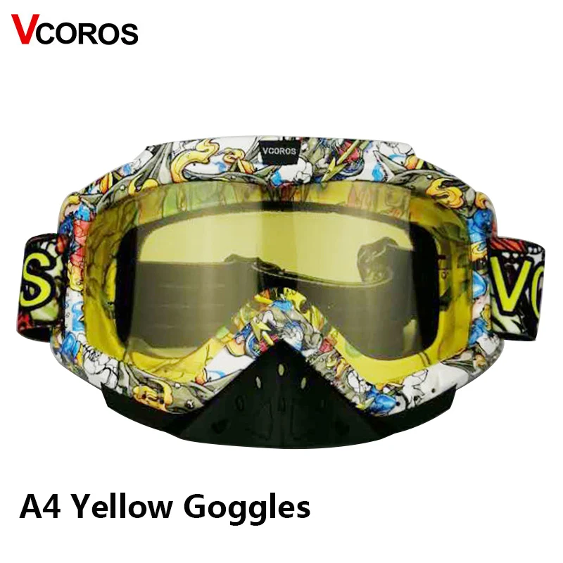 A4 yellow VCOROS dirt мотоциклетный шлем ветрозащитные очки ATV MX moto cross racing с защитой от ультрафиолетовых лучей Очки для лыжников moto racing солнцезащитные очки - Цвет: A4 yellow