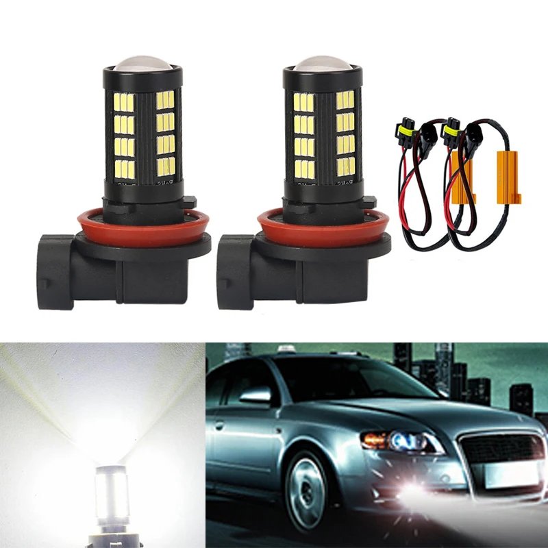 

DOTAATDW 2x H8 H11 LED 4014 SMD Car Canbus Bulbs Reflector Mirror Design Fog Lights No Error For Audi A3 A4 A5 S5 A6 Q5 Q7 TT