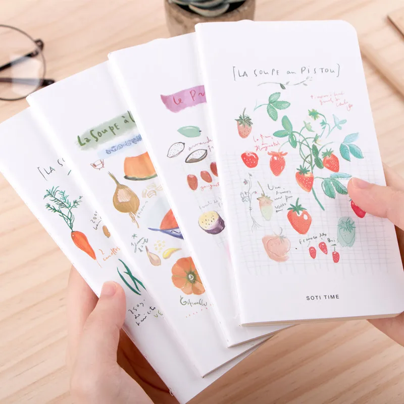 

Creative Cute Vegetables Summer Fruits Foods Blank Pages Portable Thin Notebook Notepad Diary Book Students Gift School Supply