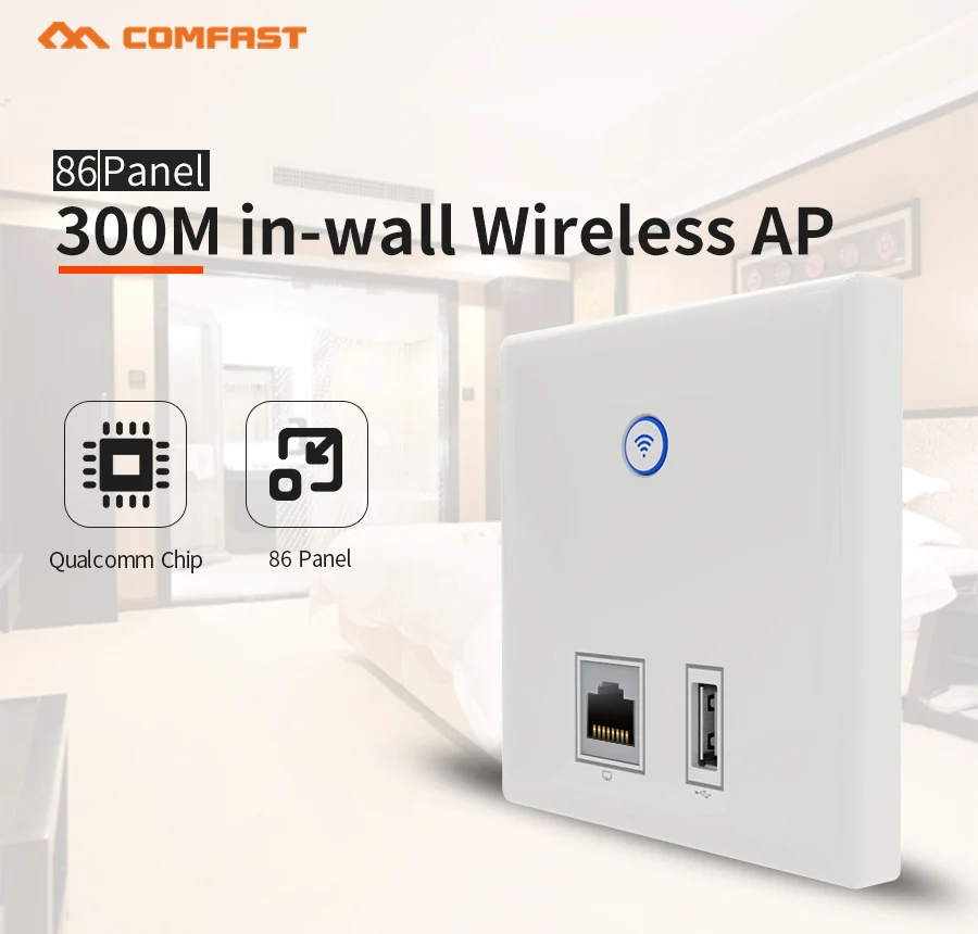 2.4Ghz 300Mbps Comfast Wifi Router Indoor wall AP Wifi Signal