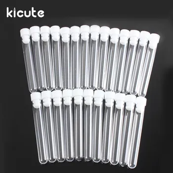 

Kicute 25pcs/pack Overvalue 15x100mm Transparent Plastic Test Tubes With Clear White Caps Stoppers 12ml Laboratory Supplies