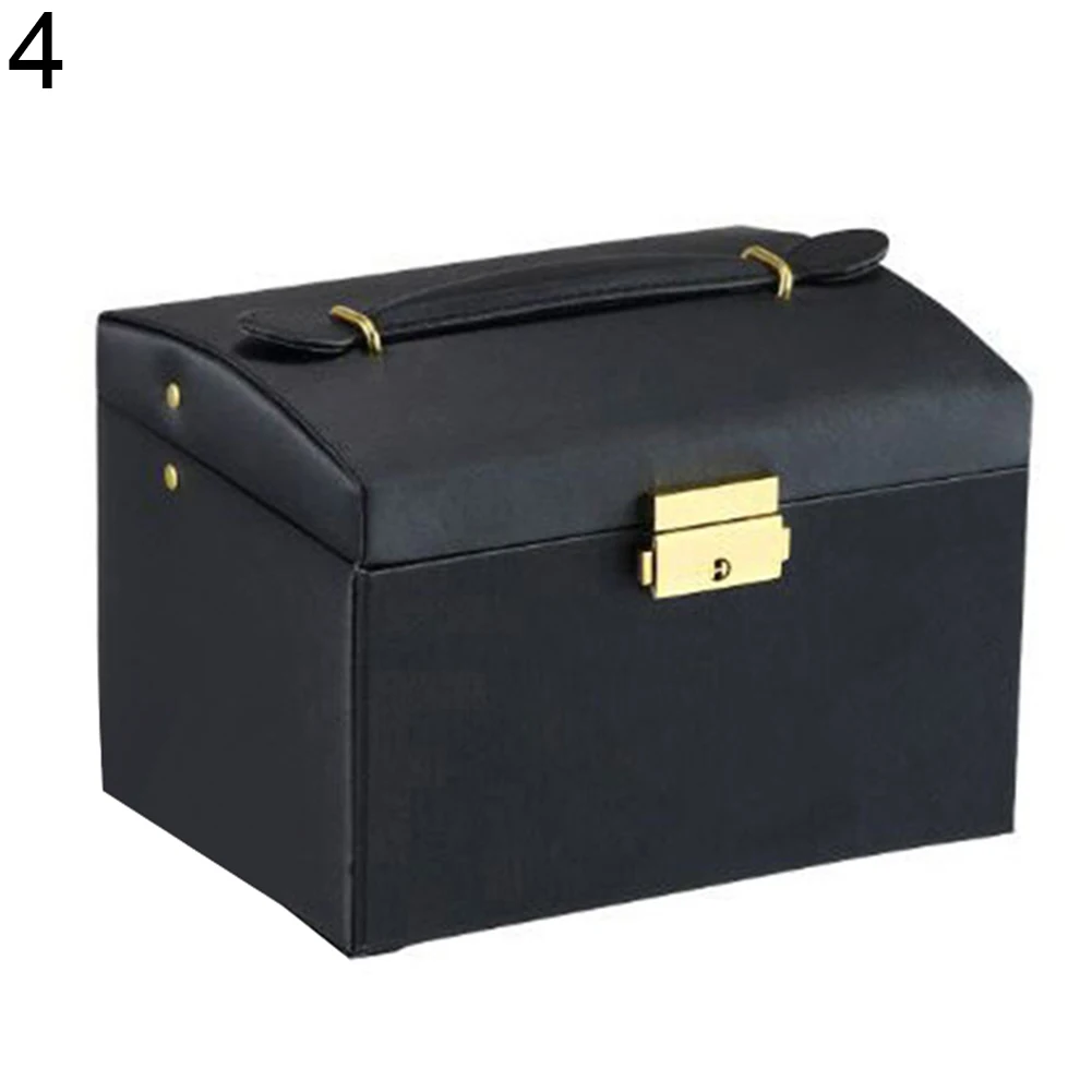 Faux Leather Jewelry Box Necklace Earring Bracelet Storage Case Cabinet Large Jewelry Packaging Boxes with 2 drawers 3 layers