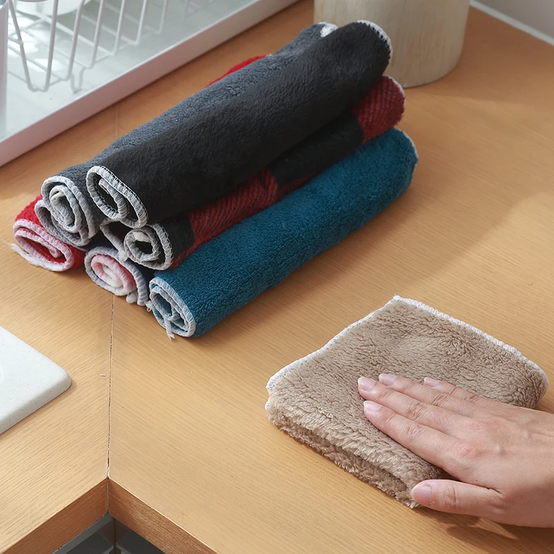 

Nonstick Oil Coral Velvet Towels Kitchen Dishclout Cleaning Cloth Super Absorbent Microfiber Cleaning Towel Dish Washing Cloth