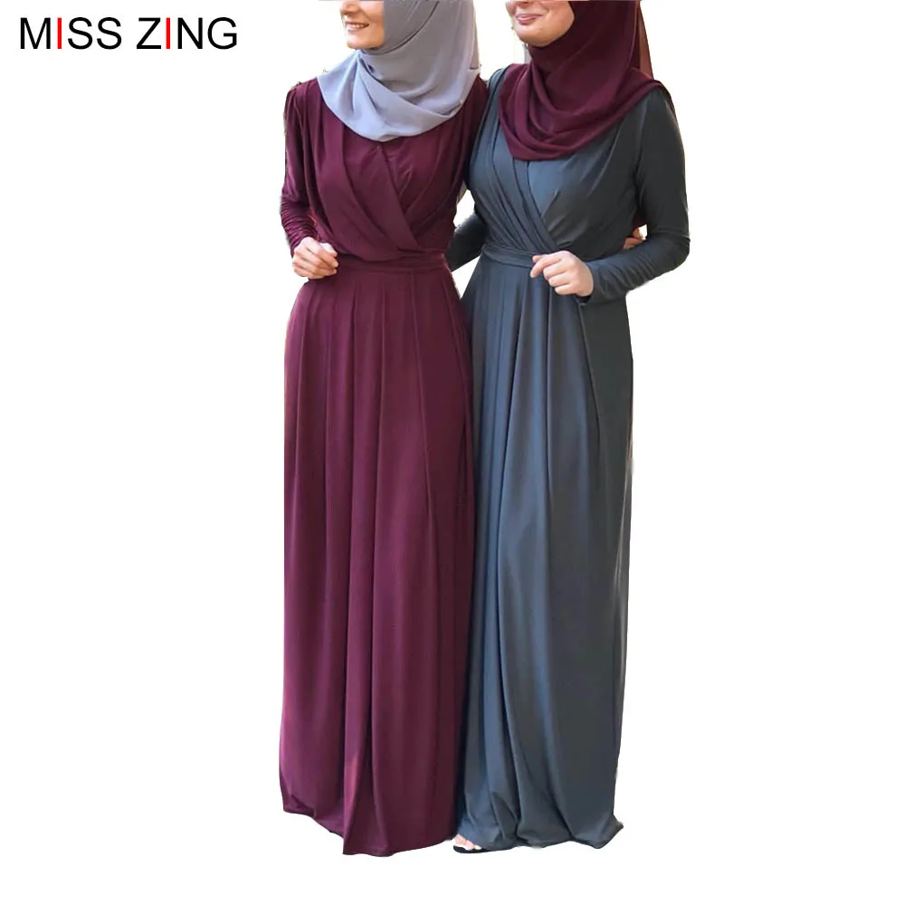 

Zing Elegant Muslim Abaya Sashes New Dress Mesh Cardigan Tunic Kimono Long Robes Jubah Middle East Ramadan Arab Islamic Prayer