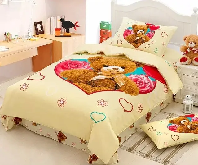 Teddy Bear Bedding set duvet cover bed in a bag sheet Cartoon cute Baby