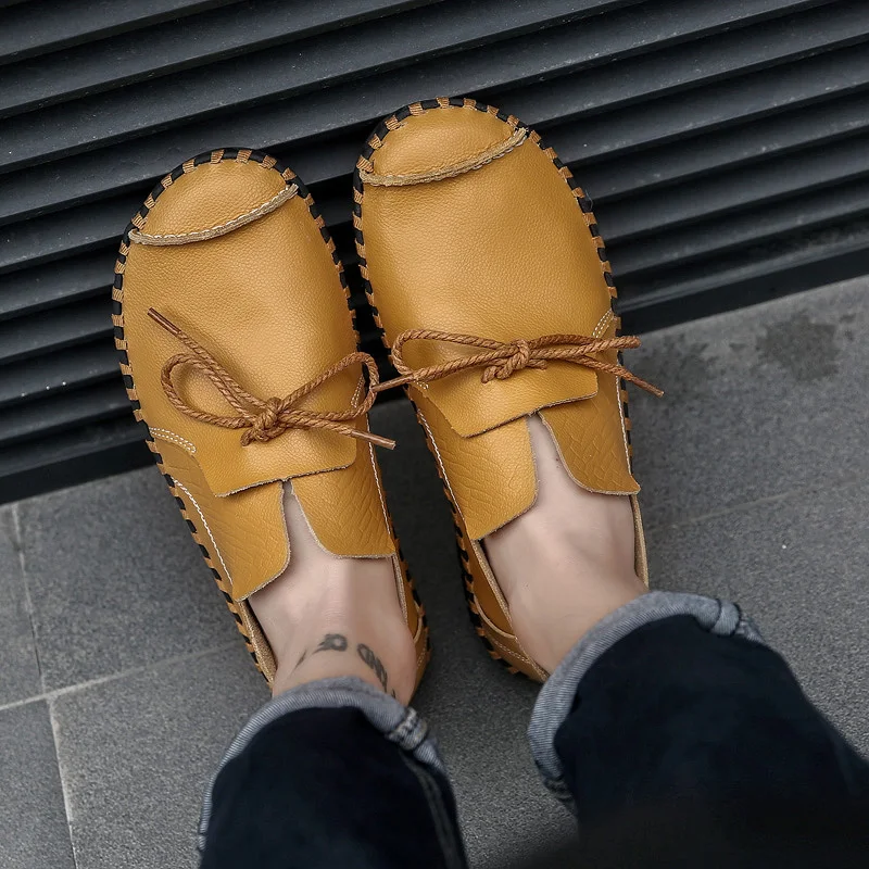 

2018 Designer Shoes Male Handmade Leather Shoes Flats Men Lace Up Lofers Moccasins Men Casual Shoes Adult Men Footwear 36-47