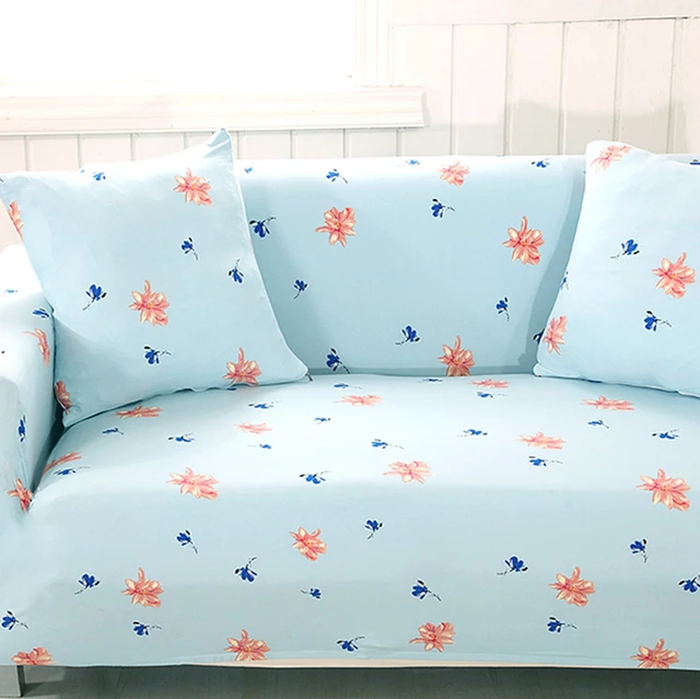 Universal Stretch Sofa Covers For Living Room 100 Polyester Corner Slipcovers Home Light Blue Flowers In Cover From Universal Stretch Sofa Covers For Living Room 100 Polyester Corner Slipcovers Home Light Blue Flowers In Cover From