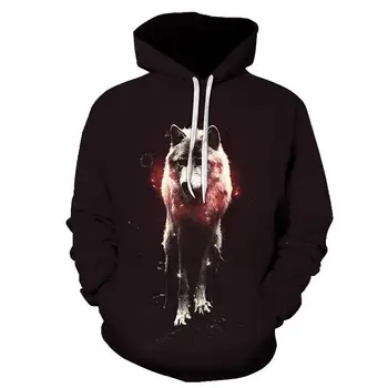 

Night Space Galaxy Sweatshirts Men/women Tracksuits Tops Print Galaxy Wolf Hooded Hoodies Thin Autumn Sweatshirts Plus Size 6XL