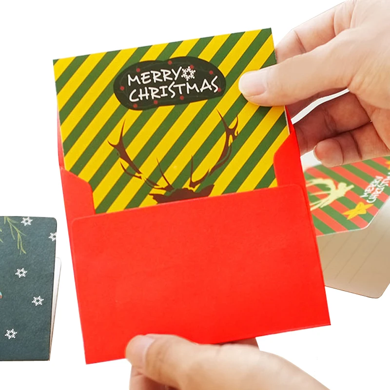 5 упаковок/партия, милая Рождественская складная открытка с оленем, Детская Подарочная открытка, кавайные канцелярские принадлежности для приглашения