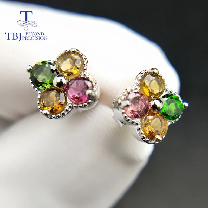 Женская романтическая серьга из турмалина TBJ милая маленькая серебряная