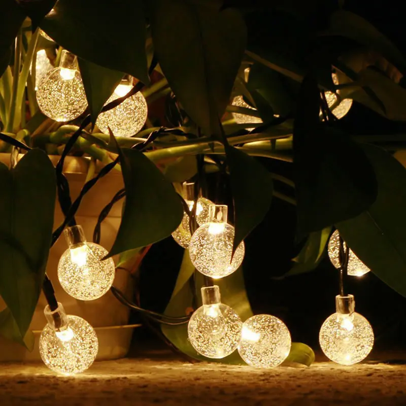 SPLEVISI 4,8 м 20LED/6 м 30LED хрустальный шар Солнечная энергия гирлянда Сказочный светильник водонепроницаемый Рождественский Xams лампа Веревка декоративный светильник - Испускаемый цвет: Warm White