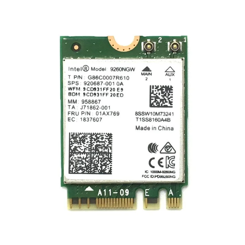Двухдиапазонный Настольный PCI-E 1X беспроводной-AC 9260 Intel 9260NGW 802.11ac 5 ГГц 1,73 Гбит/с WiFi Bluetooth 5,0 игровой адаптер для Windows 10