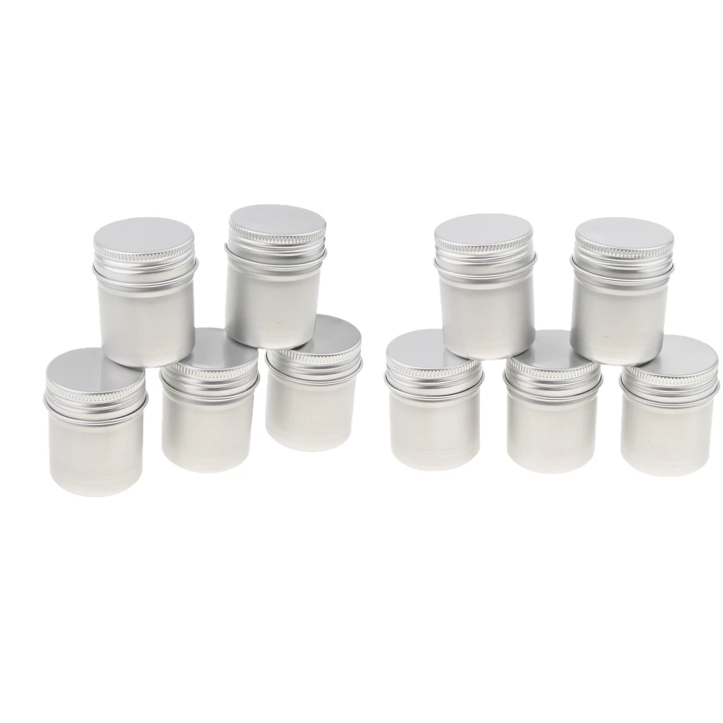 50 ml Silver Aluminum Lip Balm Tin Storage Jar Containers with Screw Cap for Cosmetic, Candles, Wax or Tea ( Pack of 10 )
