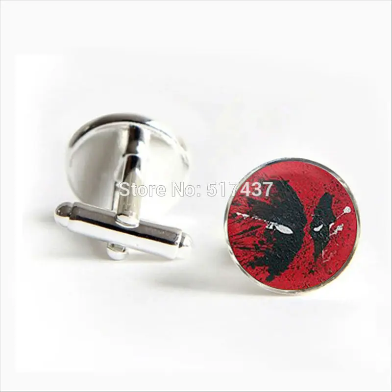 

2017 wholesale Deadpool Cufflinks Deadpool Cuff link Shirt Cufflinks For Mens Glass Deadpool Cufflinks