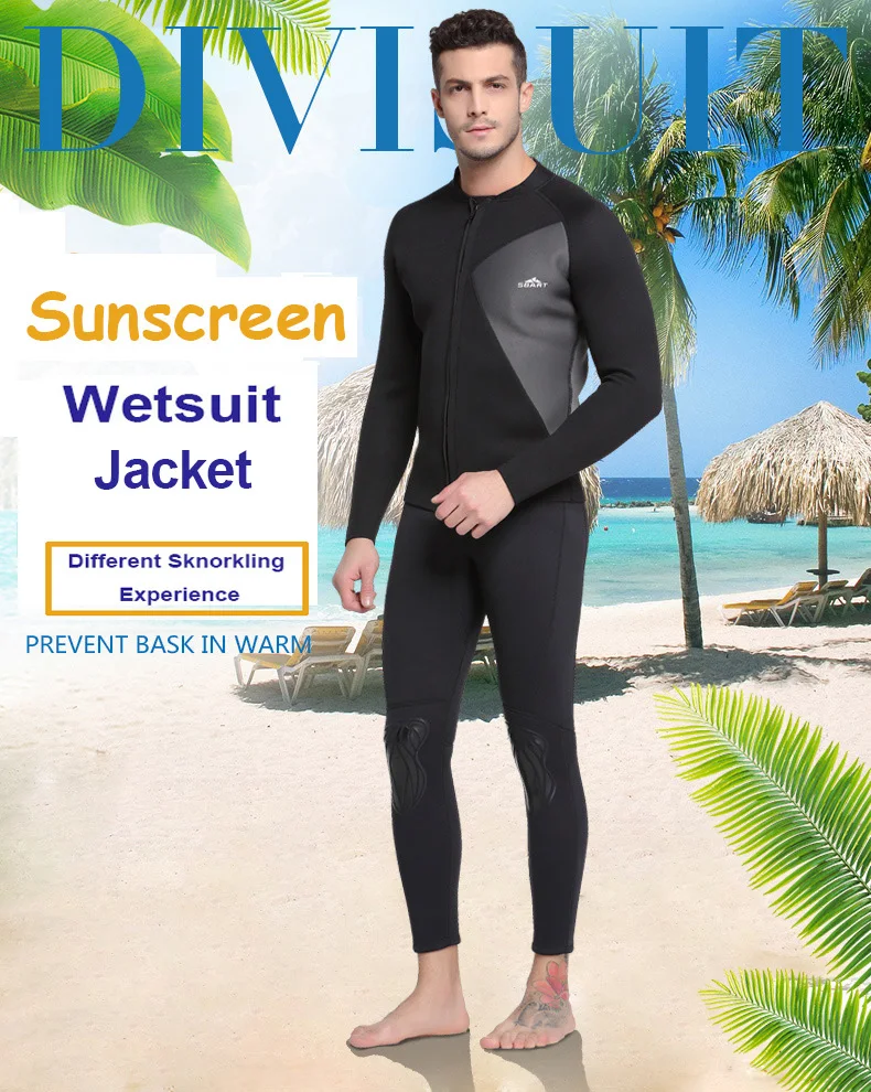 Sbart 3 мм гидрокостюм мужская куртка черный зимний Верх купальника с длинными рукавами для подводного плавания и серфинга оснастить мужчин t