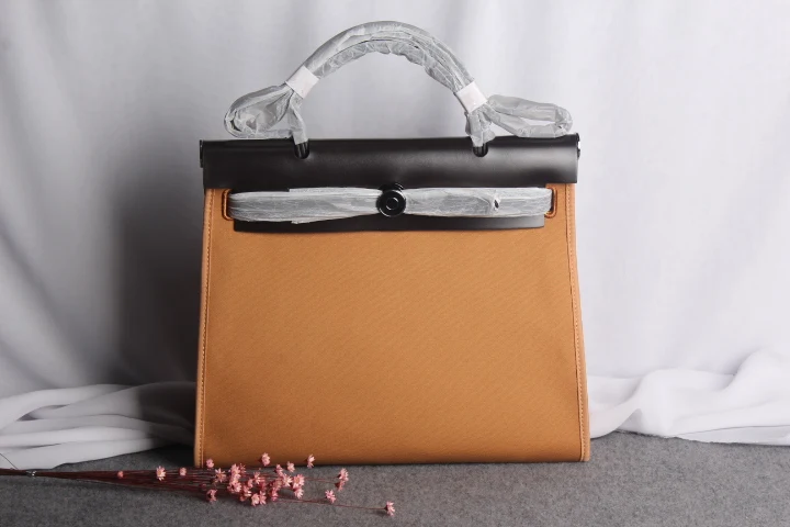 Новые популярные классические сумки из парусины и натуральной кожи, шикарные женские сумки-тоут в стиле пэчворк, основной современный дизайн, сумки-мессенджеры qn093 - Цвет: large brown