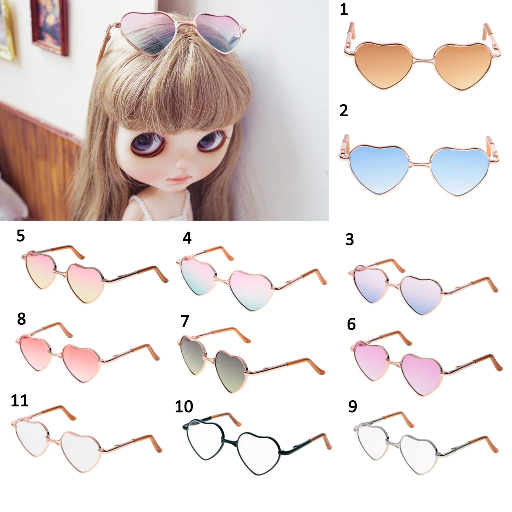 New Cute Gradient Colored 1/6 Heart Shaped Doll Glasses Eyeglasses Sunglasses For Blythe Doll 12'' Dolls Dress up Accessories