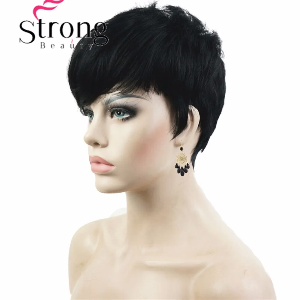StrongBeauty черный и красный короткий парик|wig black|wig black and redwig short |