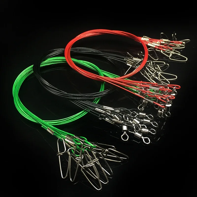 

WALK FISH 10PCS/Lot 50CM Fishing Line Steel Wire Leader With Swivel Fishing Accessory 3 Colors Olta Leadcore Leash