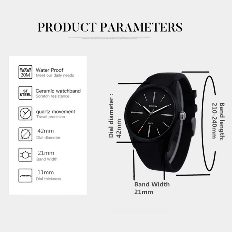 Comtex Брендовые мужские часы большой циферблат наручные Аналоговые Дисплей