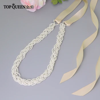 

TOPQUEEN Luxury Pearls Wedding Belt Simple Bridal Belt Sash For Wedding Dresses Ivory Bridal Belt with Pearls Bridal Belt S262