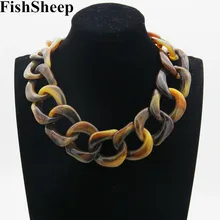 Крупное крупное колье-чокер для женщин в богемном стиле, смешанные цвета, акриловая цепочка-воротник, ожерелье с подвеской, ювелирное изделие