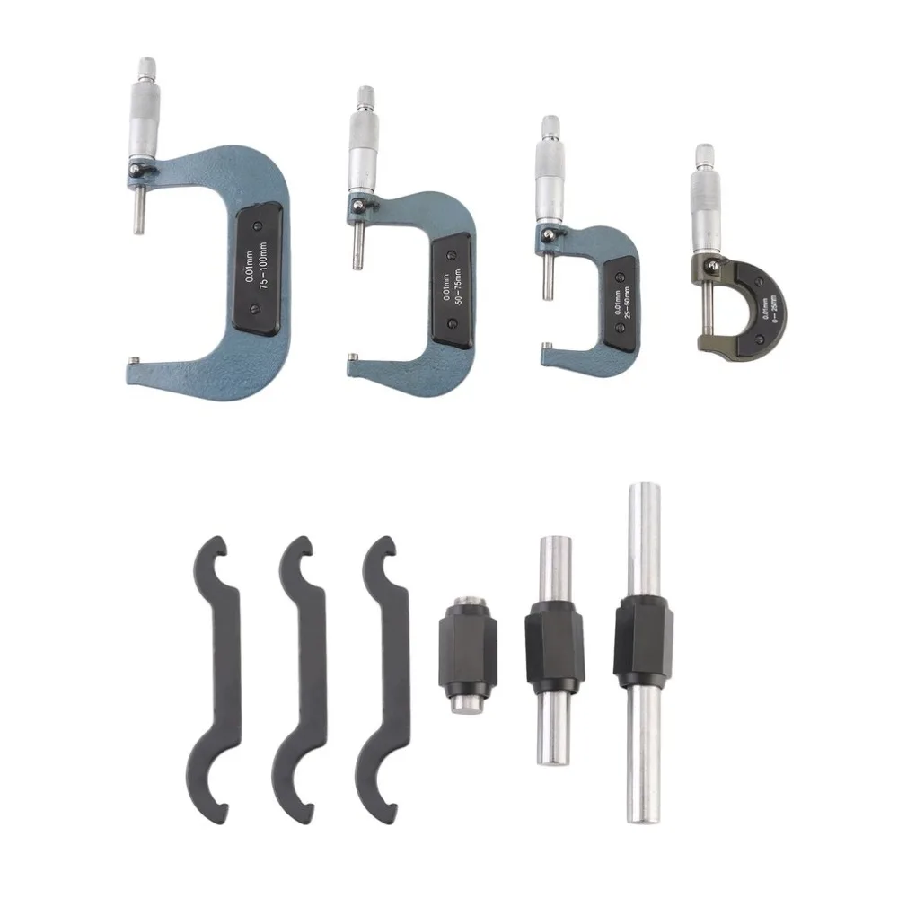 

Conventional 4pcs/set 0-100mm Mircometer Caliper High Precision Accurate Measurement Tool For Mechanist Engineer