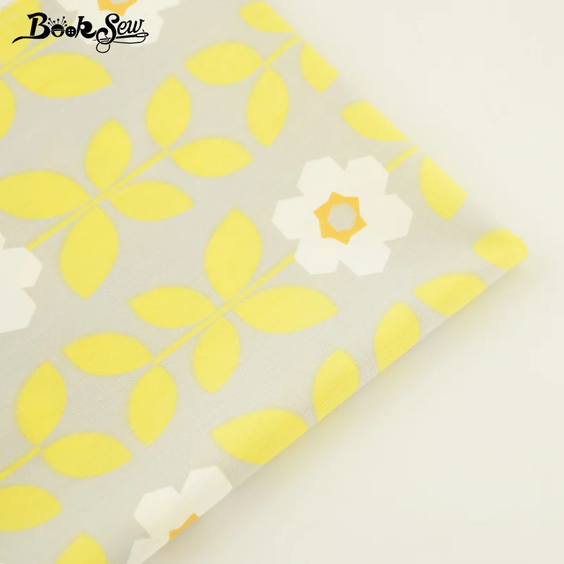 

Booksew Home Textile For DIY Patchwork Bedding Cloth Baby Quilting Tela Tecido Yellow Flower Design 100% Cotton Twill Fabric