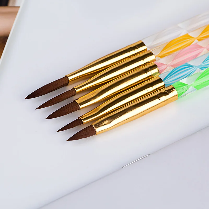 

5Pcs/set Nail Art Brush Acrylic UV Gel Builder Painting Drawing Brushes Pens Cuticle Pusher Tool Colorful Tools Set