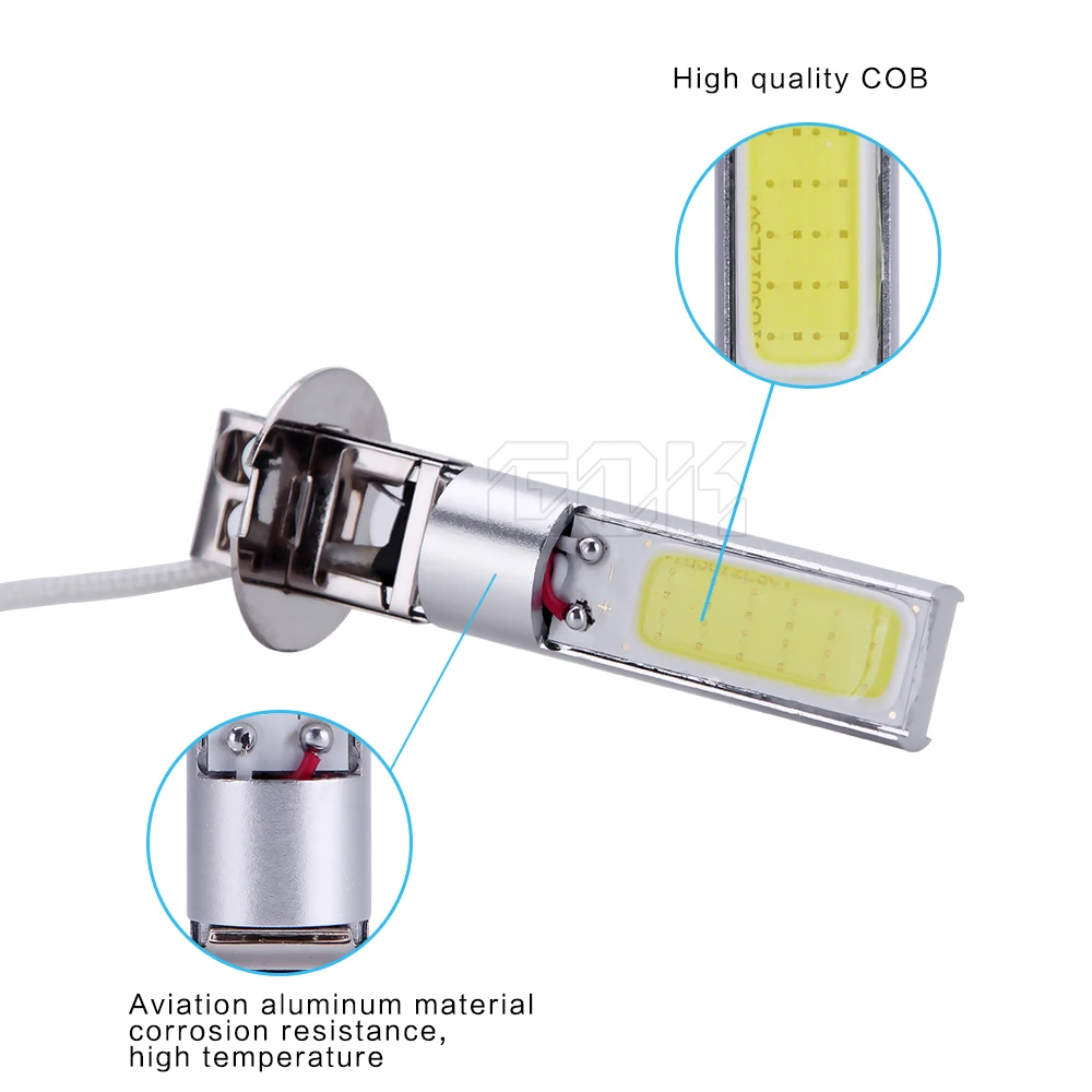 10 шт. H3 led 20 Вт cob h1 h3 880 881 супер яркий светодиодный Автомобильный светодиодный фонарь переднего светодиодные фары высокой Мощность свет Противотуманные лампы 12 v