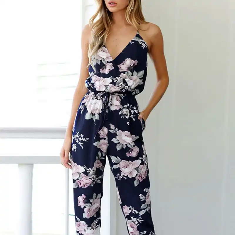 floral backless jumpsuit